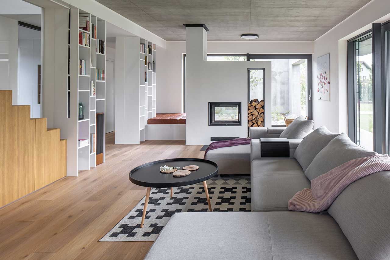 A Family Home in Prague With Concrete, Wood, + Playful Details