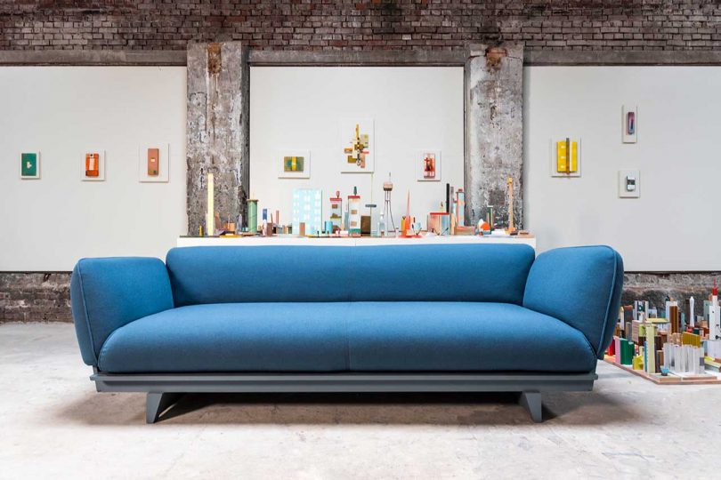 modern blue sofa