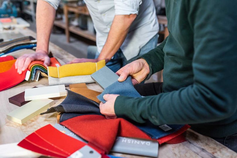 material samples on a table