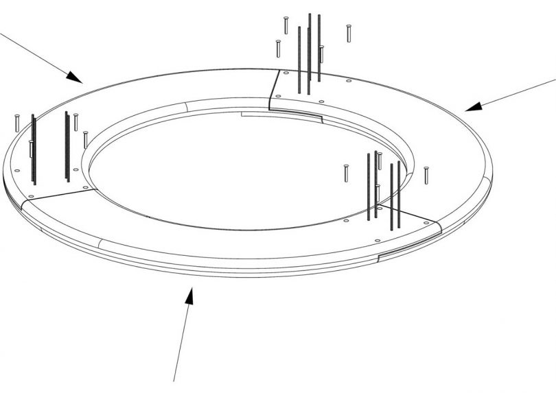 design drawing of circular bench