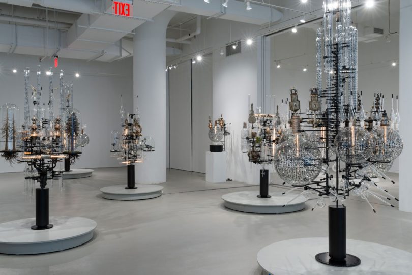 Alternate view of installation of works from Genesis Series at Sundaram Tagore Galleryof works with Day VII at center