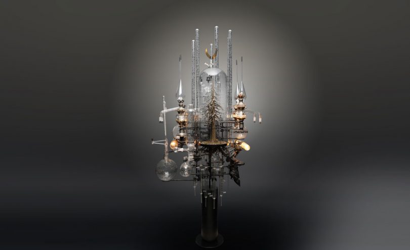 "Day III" Sculpture featuring miniature tree
