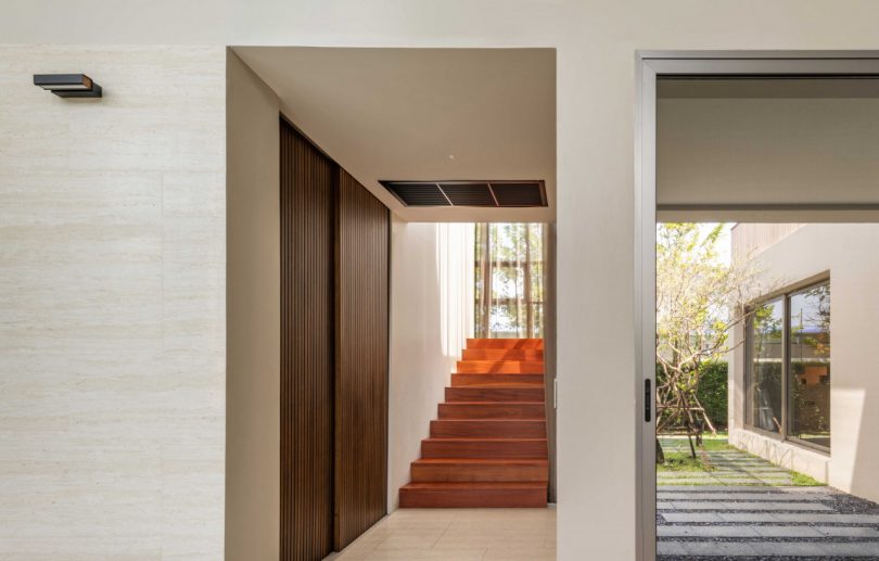 interior shot of staircase down hallway