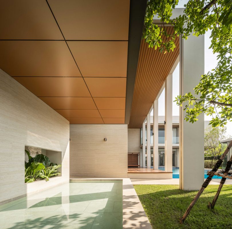 interior courtyard view with covered pond