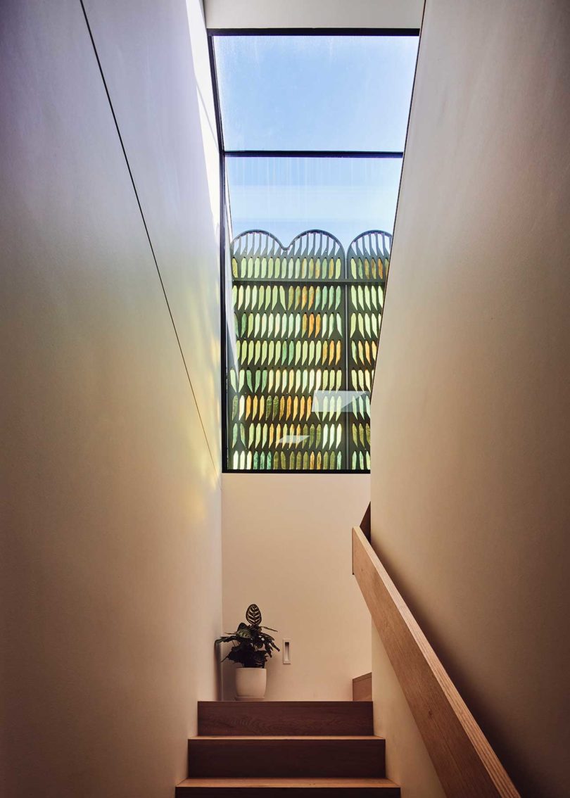 interior view looking up stairs