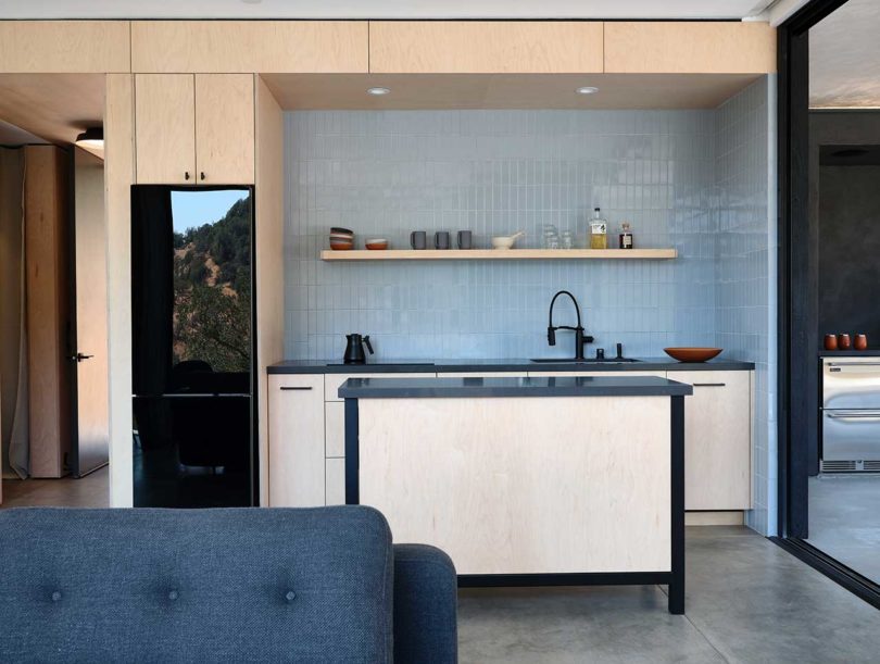 interior view of small kitchen in modern house