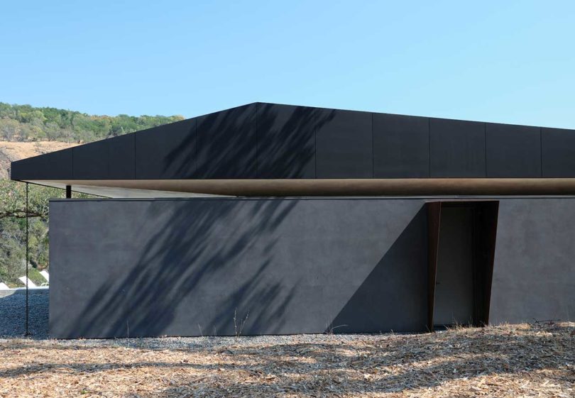 exterior view of small modern black house