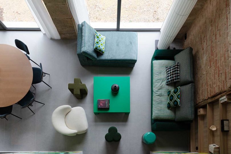 down view into modern living room