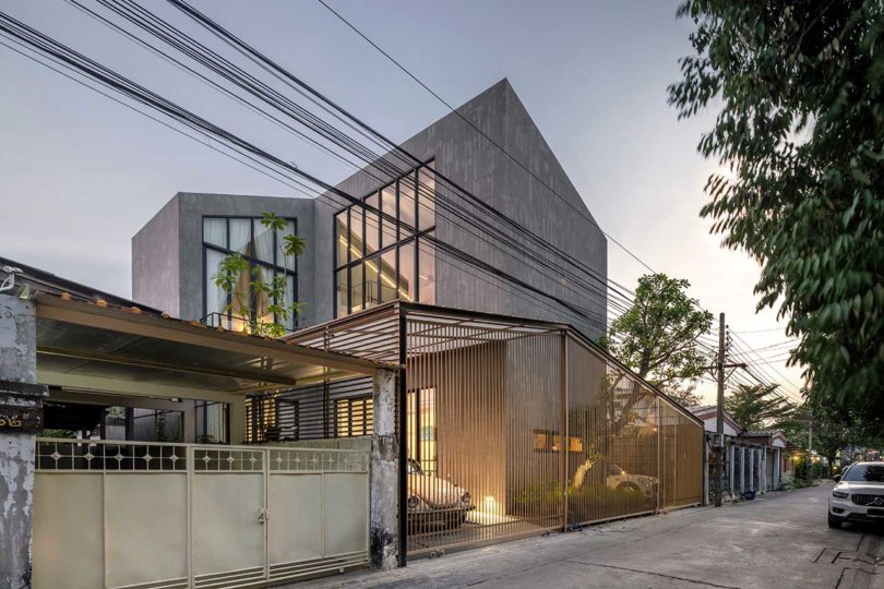 angled exterior view of modern bangkok home