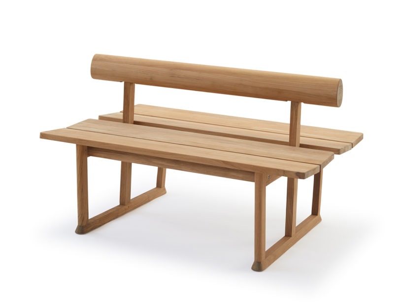 simple double-sided wooden bench on a white background