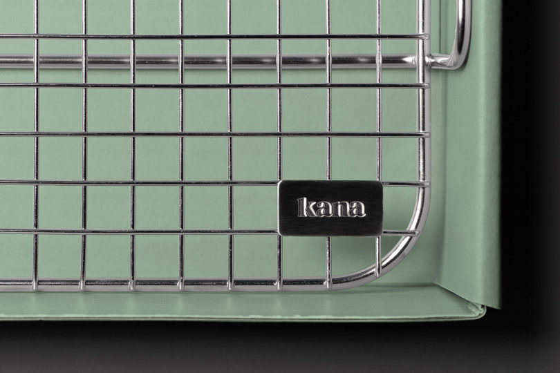 detail of Kana logo on baking cooling rack