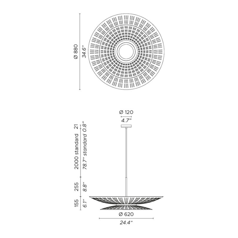 dimensions of suspension light