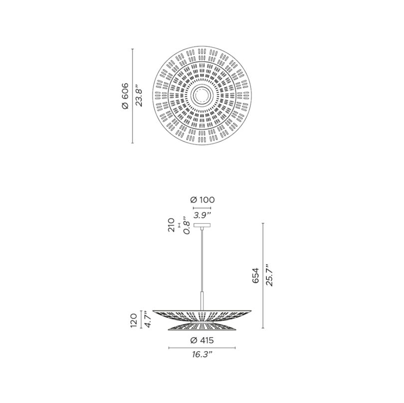 dimensions of suspension light