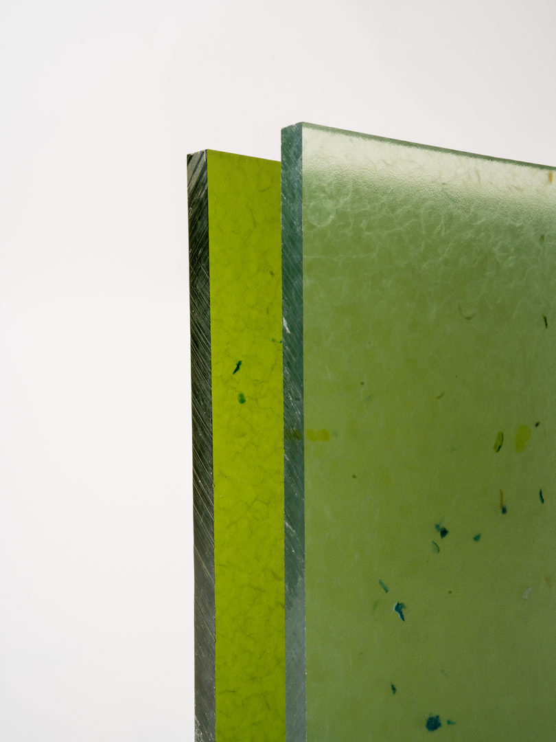 green semi-translucent panel detail