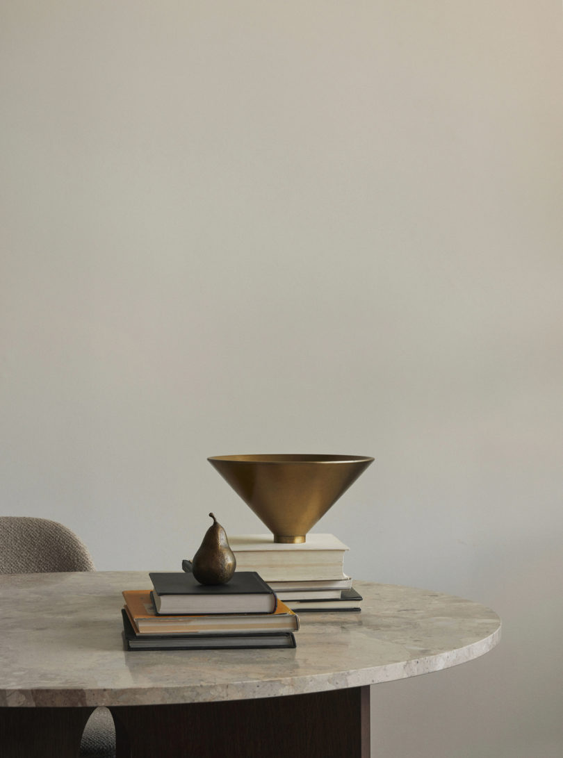 styled interior with books and paperweight