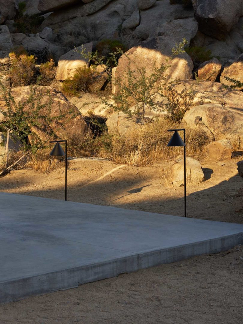 exterior modern lights in rocky ground