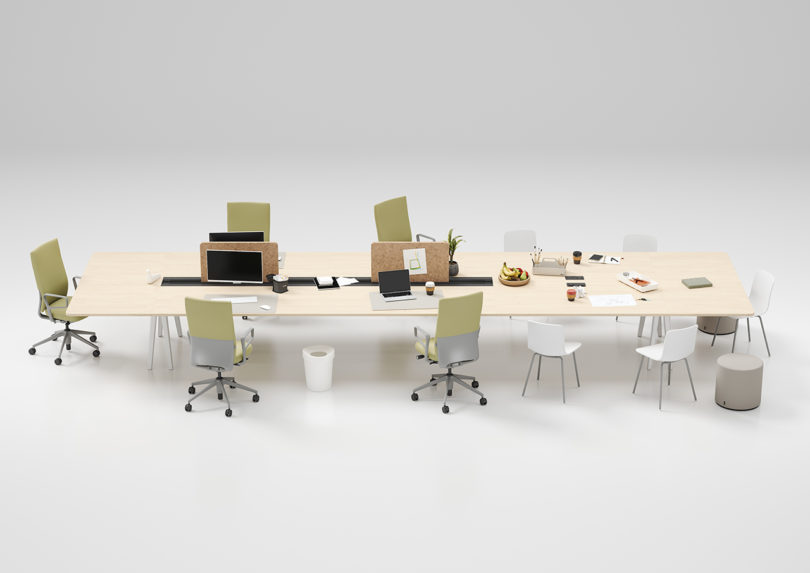 example of modular office furniture configuration on white background