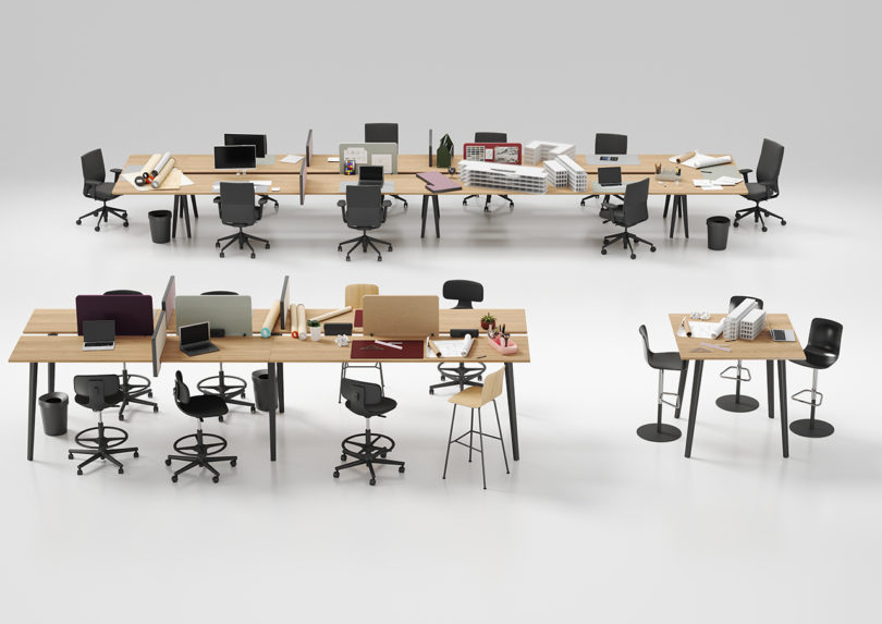 modular office furniture collection on white background