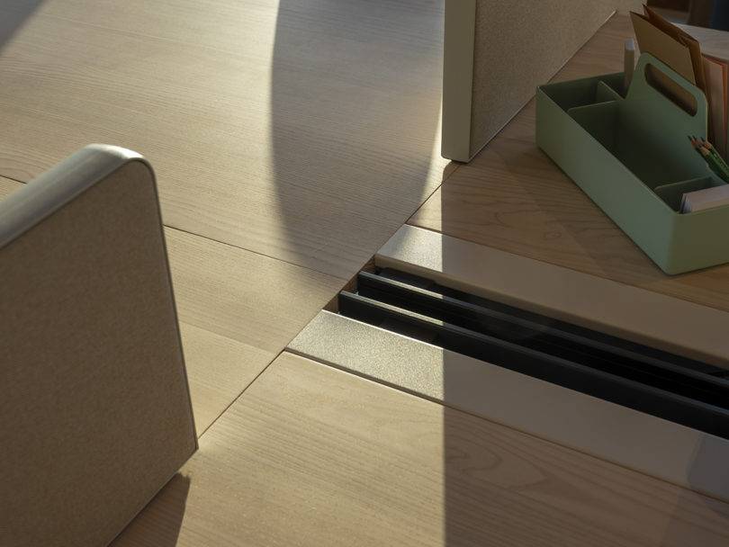 detail of modular office furniture