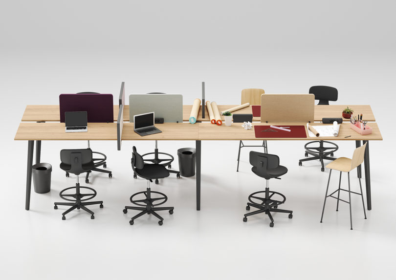 example of modular office furniture configuration on white background