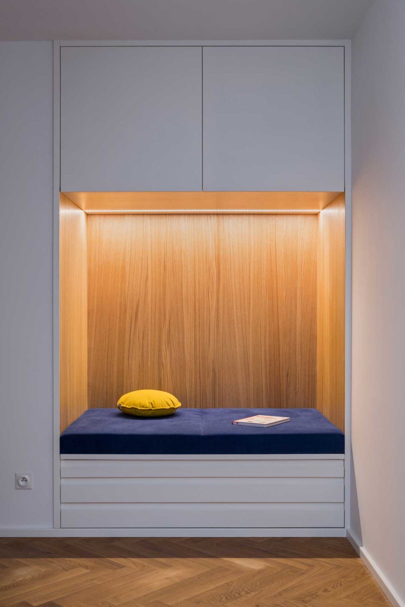 built-in seating nook with surrounding storage