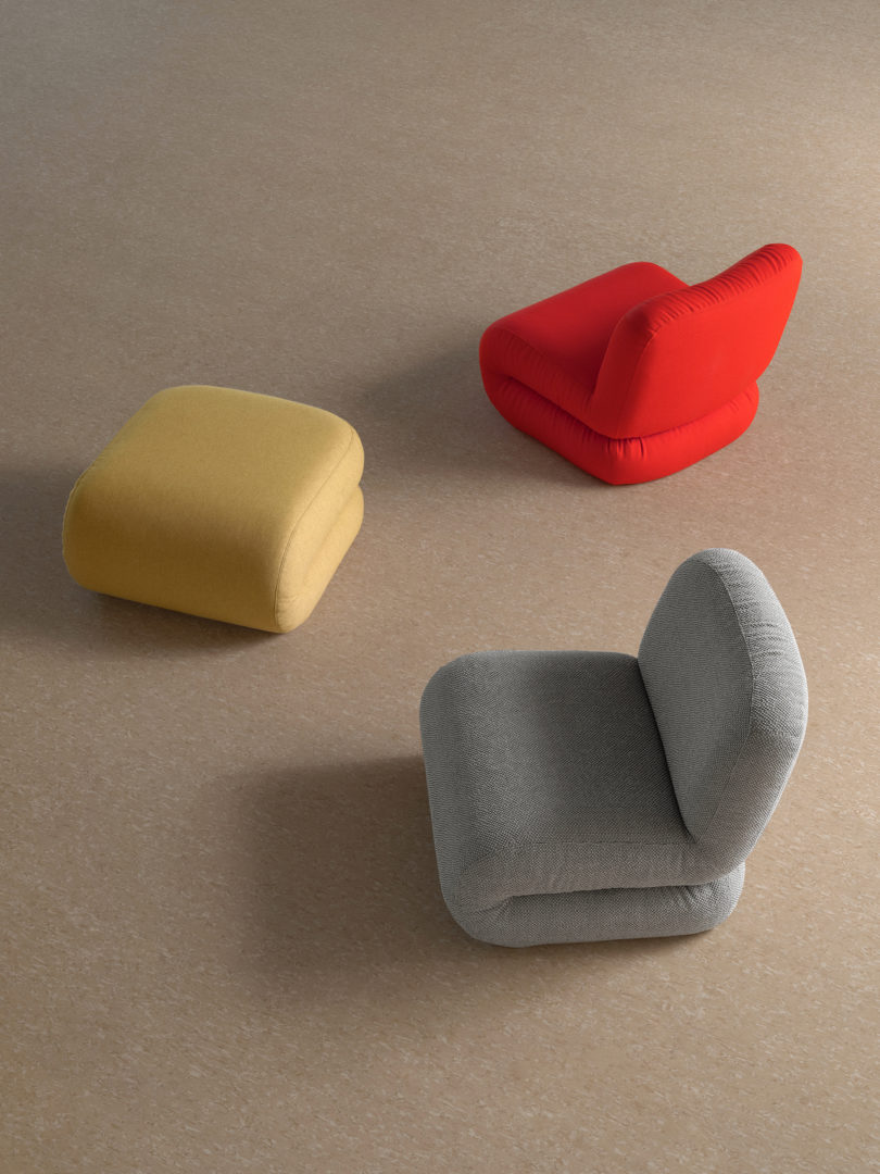 red yellow and grey modular seating