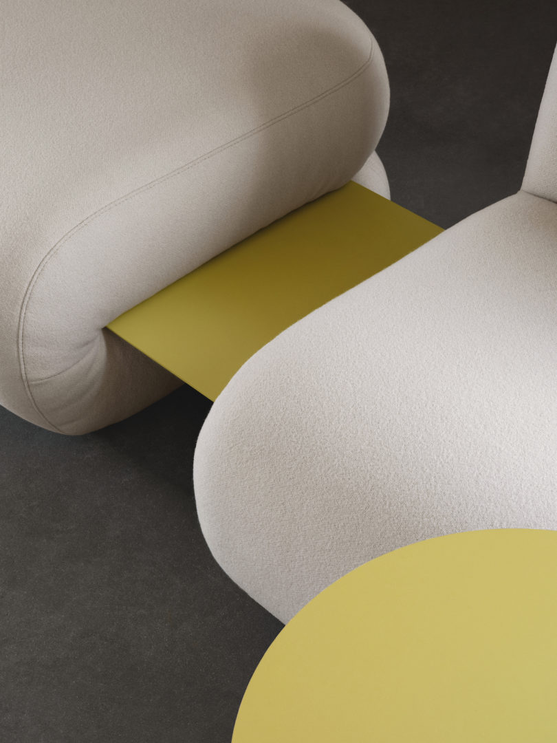 beige and yellow modular seating