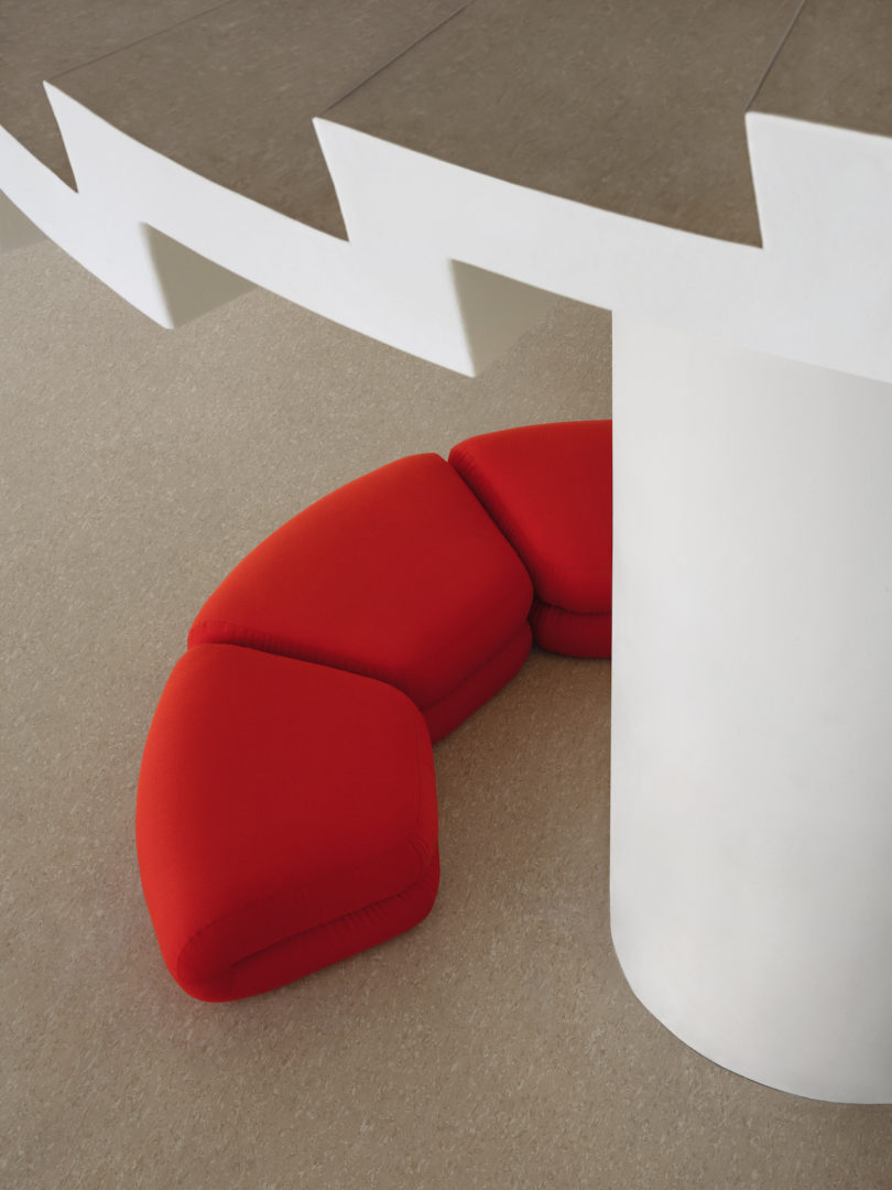 red modular seating