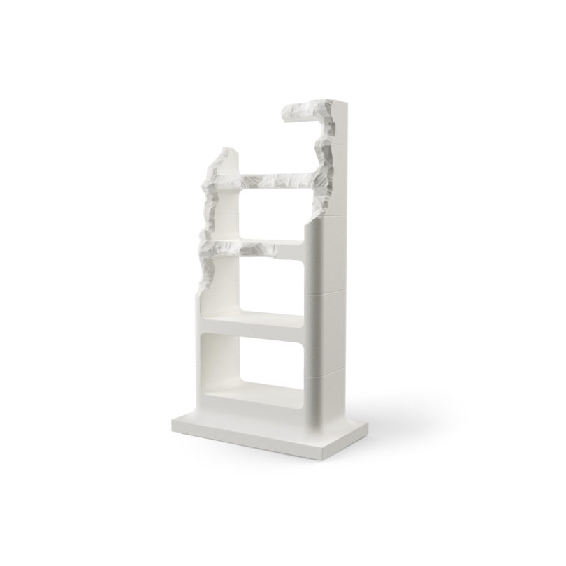 white foam bookcase