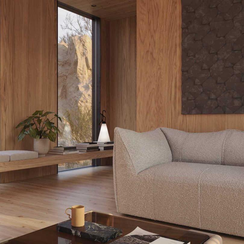 angled living room view of tiny home