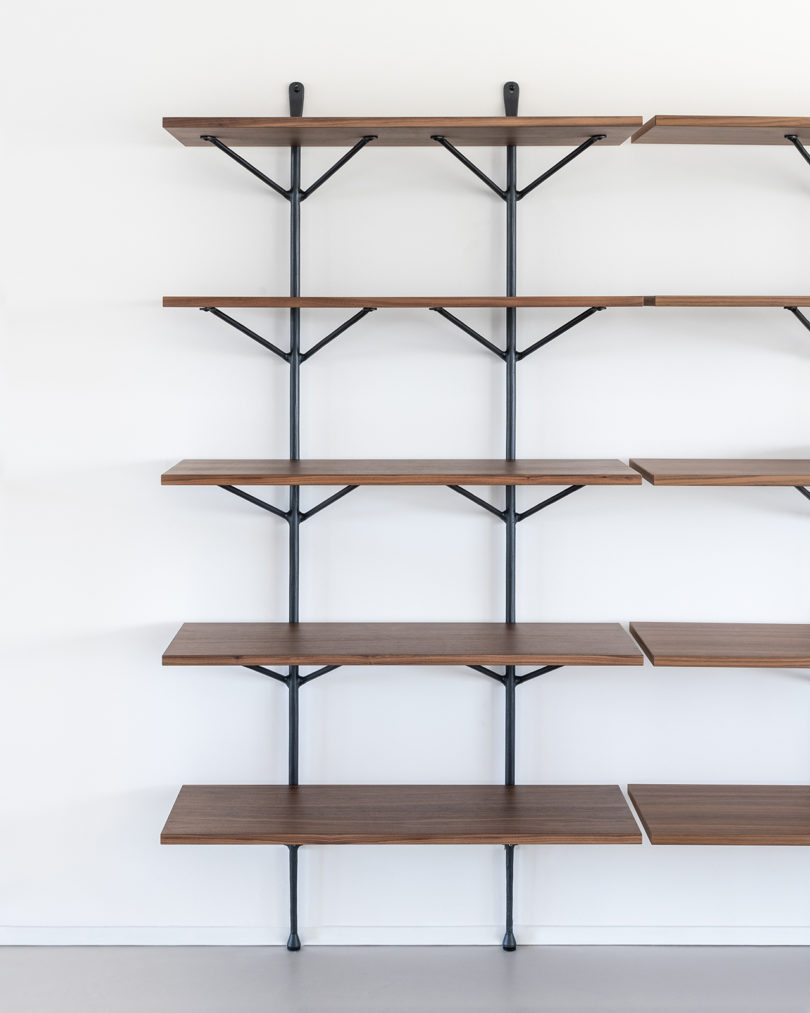 modern open wall shelving