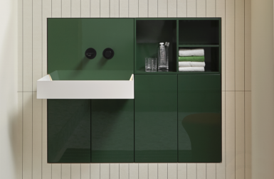 Showdown Optimizes the Area Around the Bathroom Sink in Minimal, Customized Style