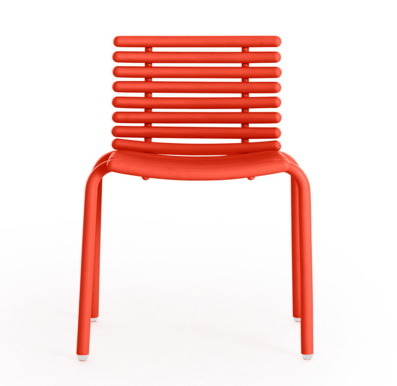 modern red outdoor chair on white background