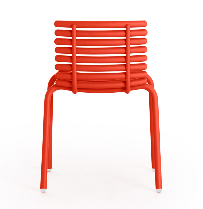 modern red outdoor chair on white background