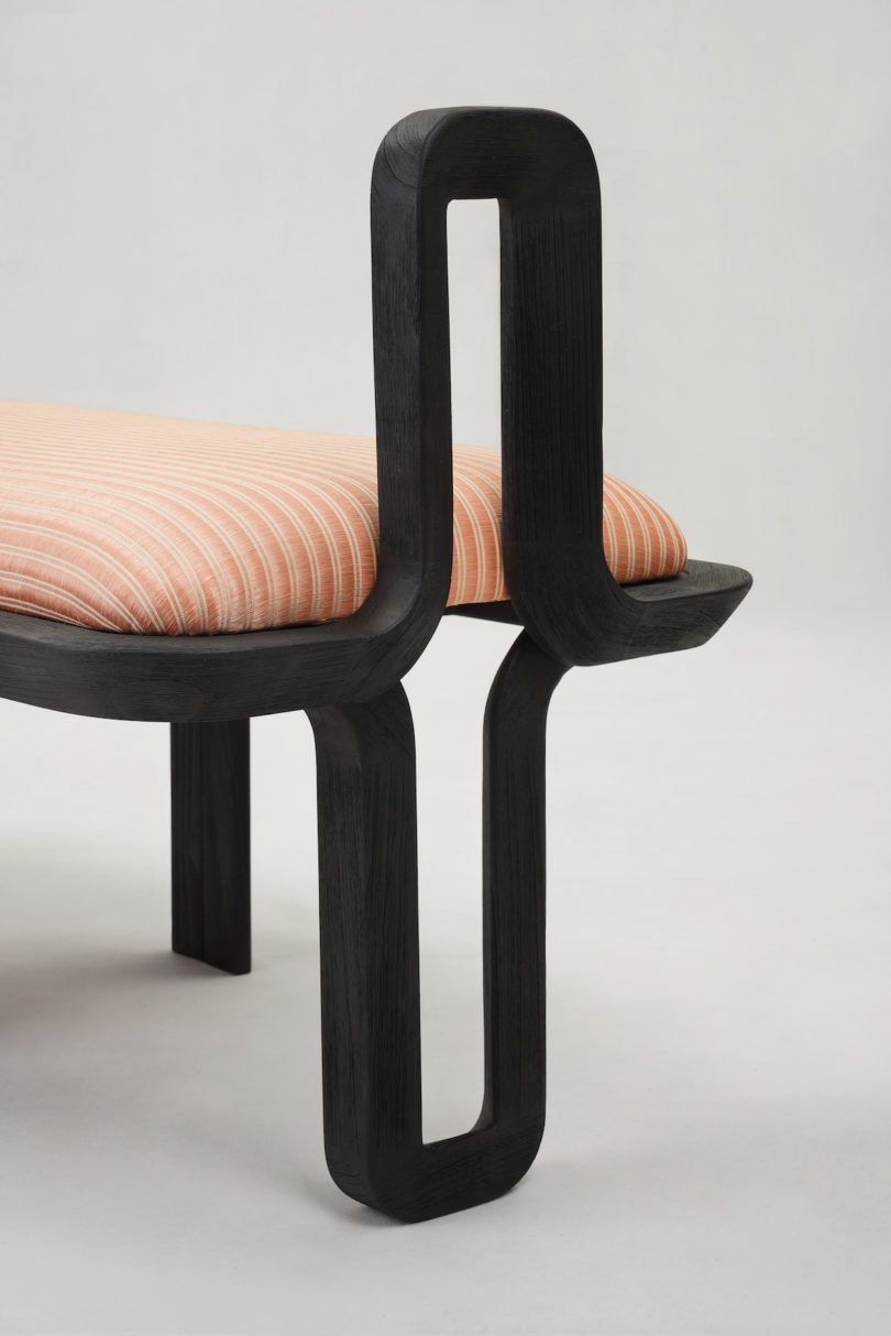 Akar bench in Le Crin fabric