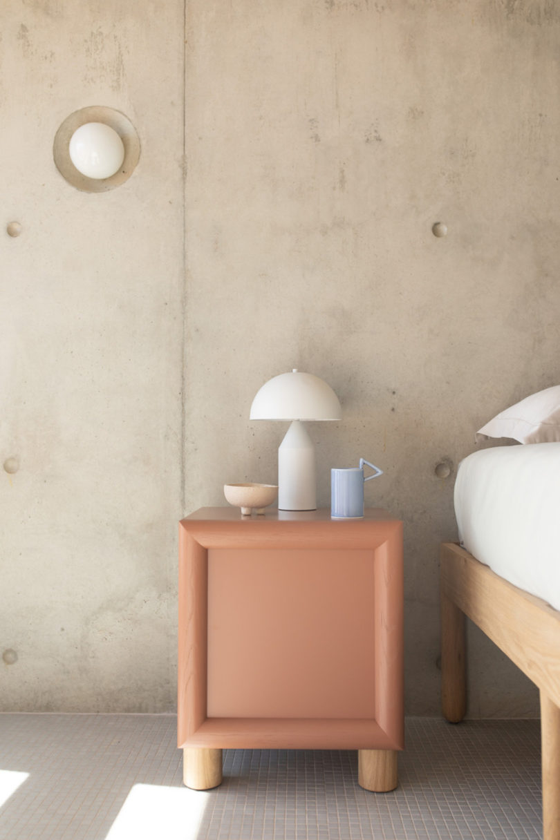 peach bedside table