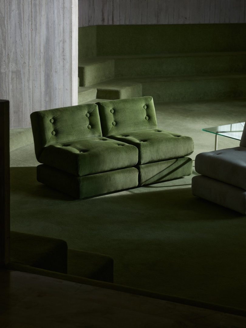 two green armchairs