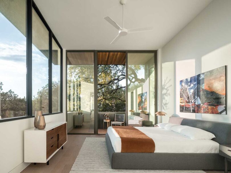 side interior view of modern bedroom