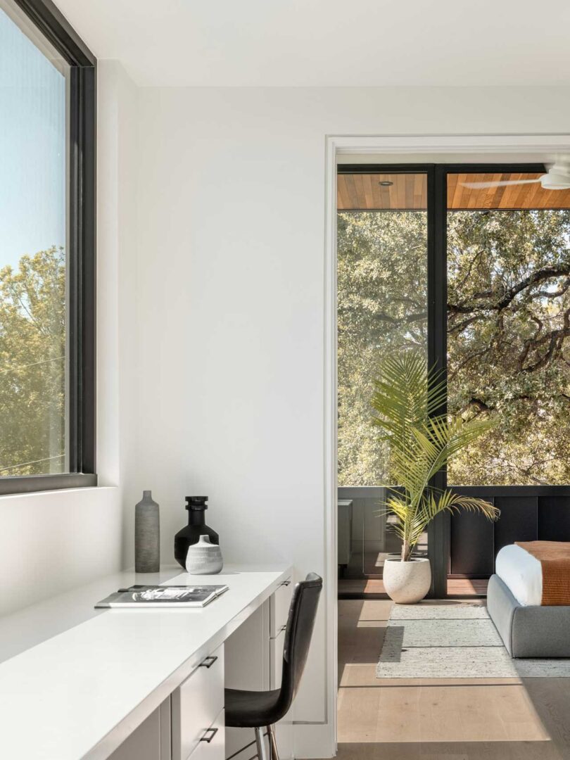 side interior view of modern bedroom