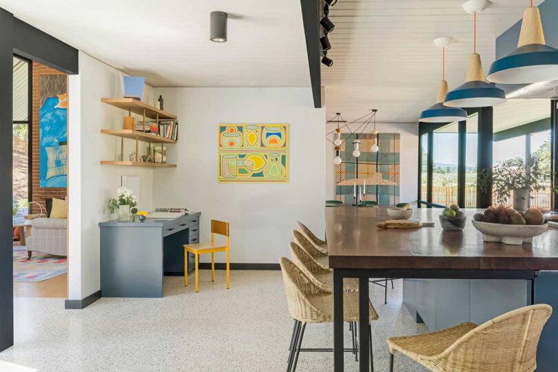 partial interior view of mid-century modern kitchen