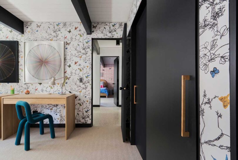 interior view of mid-century modern bedroom