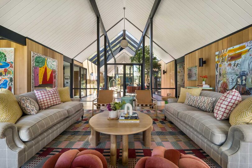 interior view of mid-century modern home living room