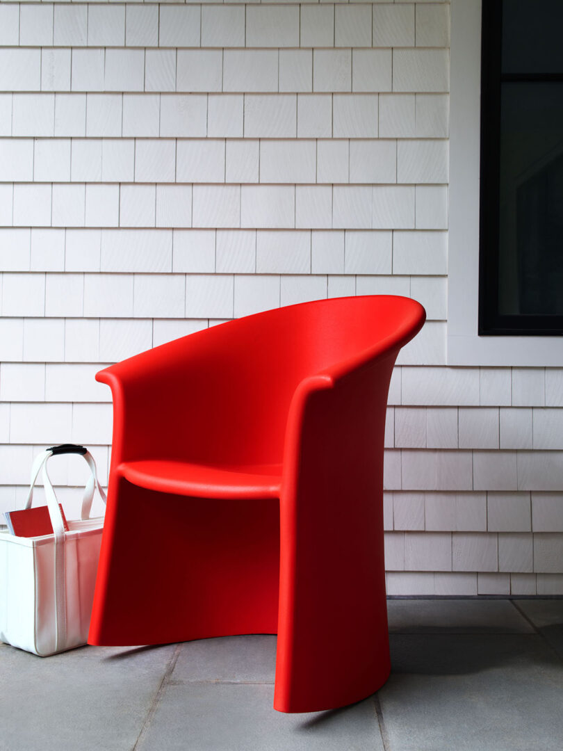 minimal modern red outdoor rocker