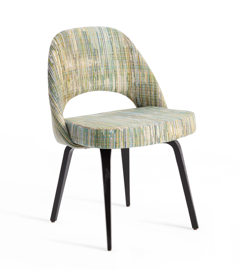 green and blue upholstered dining chair