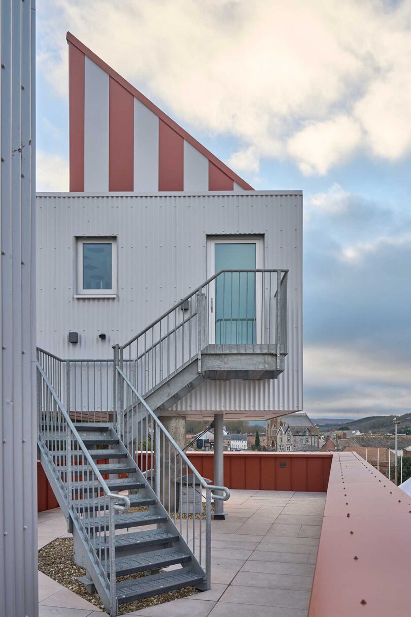 exterior view of elevated living pod